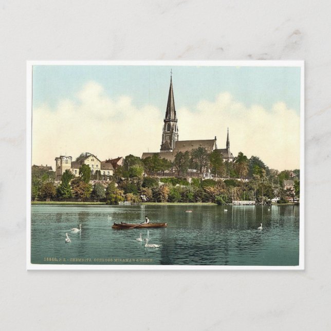 Miramer Castle and Lake, Chemnitz, Saxony, Germany Postcard (Front)