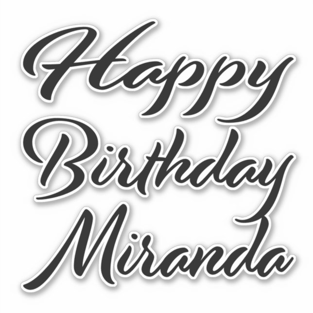 Miranda Name First Name Black Sticker Birthday (Front)