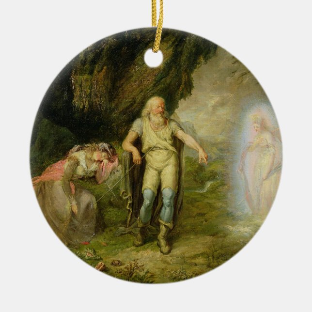 Miranda, Prospero and Ariel, from 'The Tempest' by Ceramic Tree Decoration (Front)