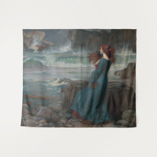 Miranda Tempest John William Waterhouse Art Tapestry (Front (Horizontal))