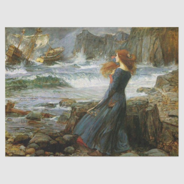 Miranda -- The Tempest by John William Waterhouse Tissue Paper (Front)