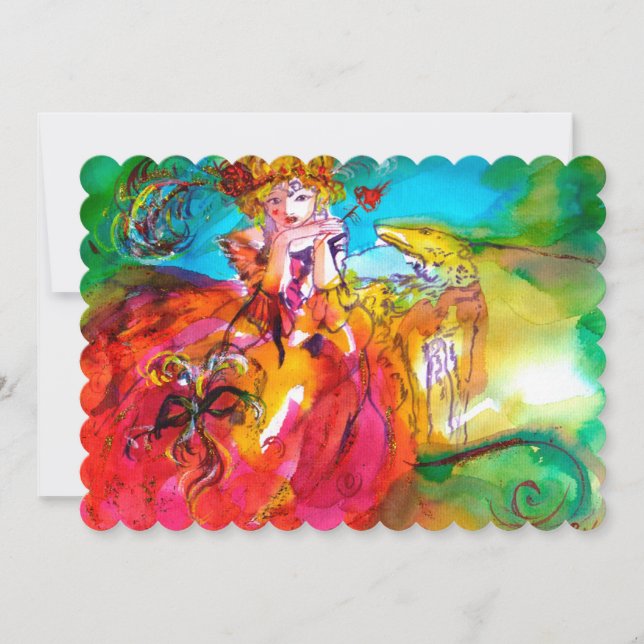 MIRANDOLINA MASQUERADE BALL yellow brown red green Invitation (Front)