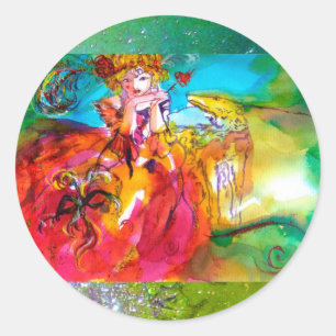 MIRANDOLINA , pink,fuchsia yellow Classic Round Sticker