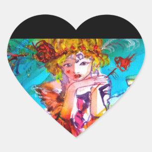 MIRANDOLINA , pink,fuchsia yellow Heart Sticker