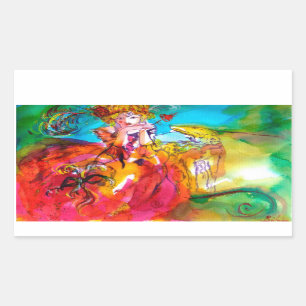 MIRANDOLINA , pink,fuchsia yellow Rectangular Sticker