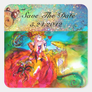 MIRANDOLINA , pink,fuchsia yellow Square Sticker