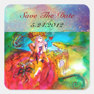 MIRANDOLINA , pink,fuchsia yellow Square Sticker