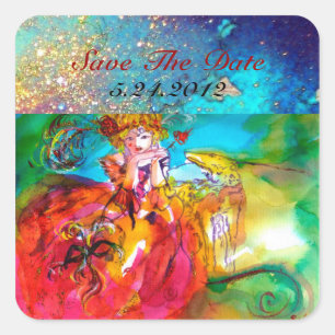 MIRANDOLINA , pink,fuchsia yellow Square Sticker