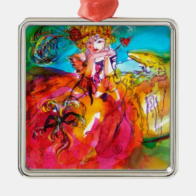 MIRANDOLINA ,Venetian Carnival Mask Metal Tree Decoration (Front)