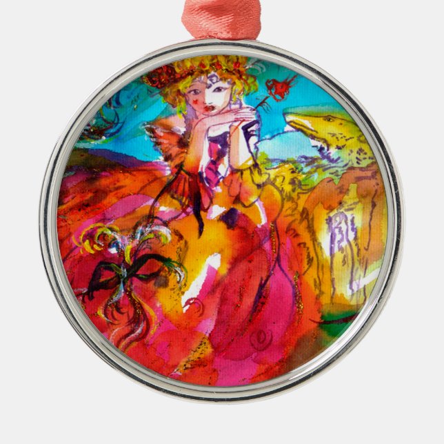 MIRANDOLINA ,Venetian Carnival Mask Metal Tree Decoration (Front)