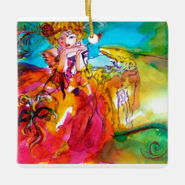 MIRANDOLINA  / Venetian Carnival Masks Ceramic Ornament (Front)