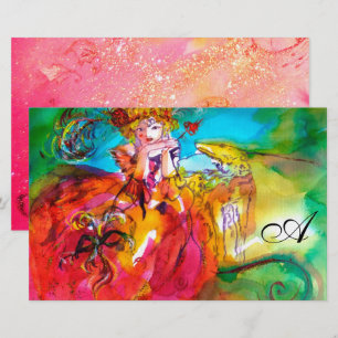 MIRANDOLINA Venetian Carnival Masks Monogram Pink Stationery