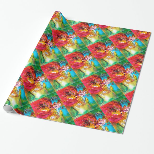 MIRANDOLINA / Venetian Masquerade Party Wrapping Paper (Unrolled)