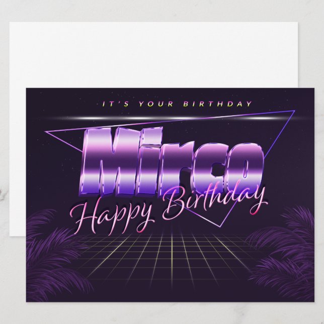 Mirco Name First Name pura retro Map Birthday Card (Front/Back)