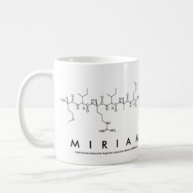 Miriam peptide name mug (Left)