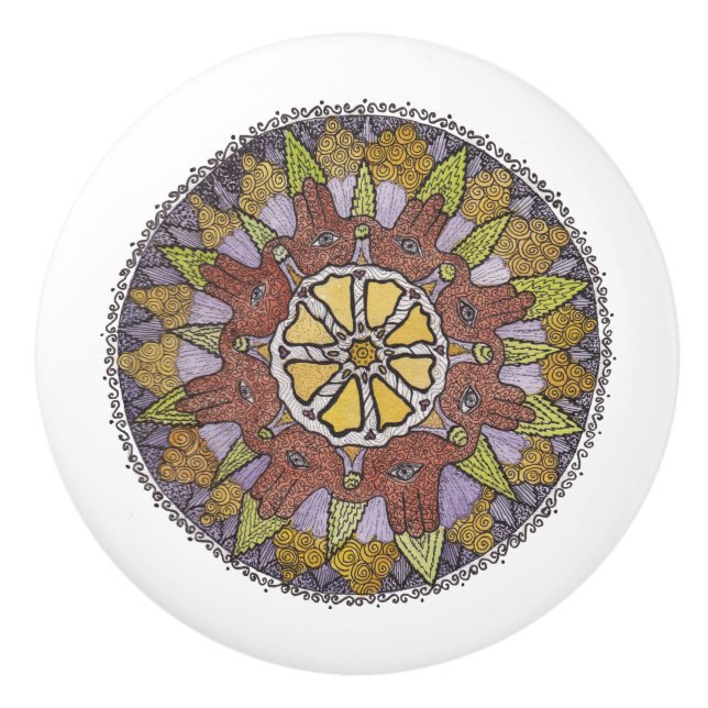 Miriam's Mandala Ceramic Knob (Front)
