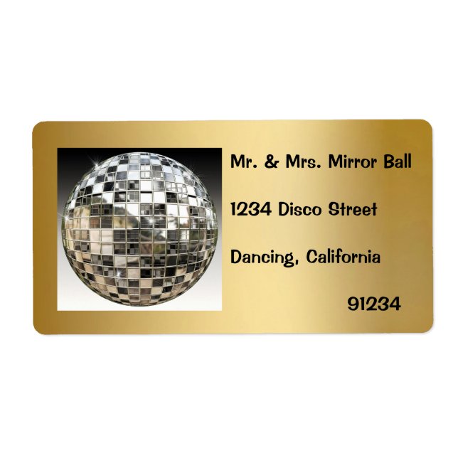 Mirror Ball Disco Party Labels (Front)