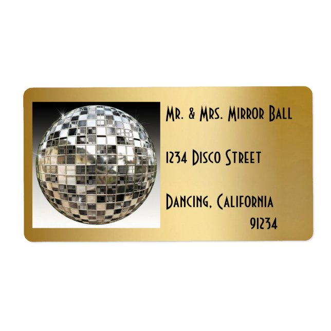 Mirror Ball Disco Party Labels (Front)
