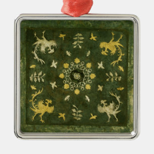 Mirror, bronze with lacquered back metal tree decoration