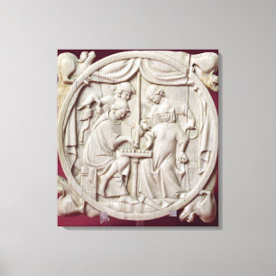 Mirror case depicting a game of chess, c.1300 canvas print