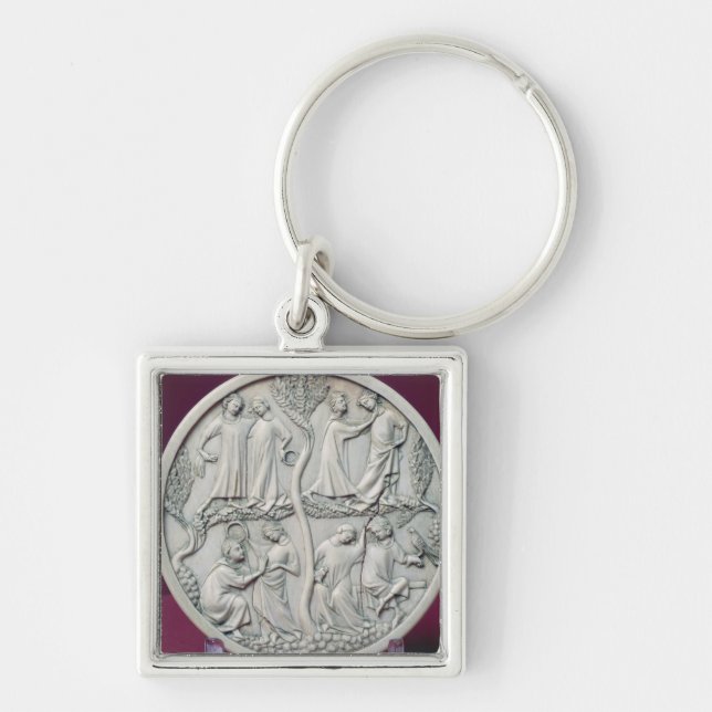 Mirror case depicting courtly scenes, c.1320-30 key ring (Front)