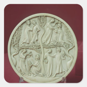 Mirror case depicting courtly scenes, c.1320-30 square sticker