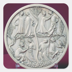 Mirror case depicting courtly scenes, c.1320-30 square sticker