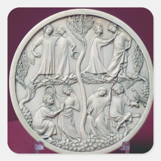 Mirror case depicting courtly scenes, c.1320-30 square sticker (Front)