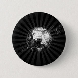 Mirror Disco Ball on Black 6 Cm Round Badge