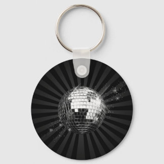 Mirror Disco Ball on Black Key Ring