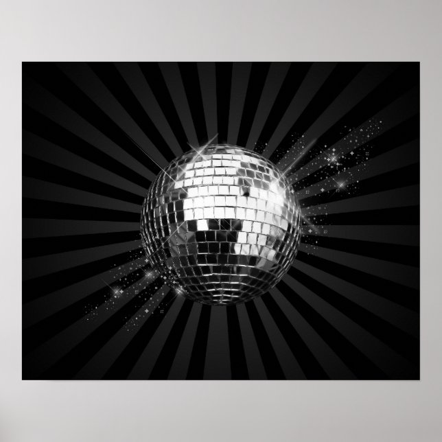 Mirror Disco Ball on Black Poster (Front)