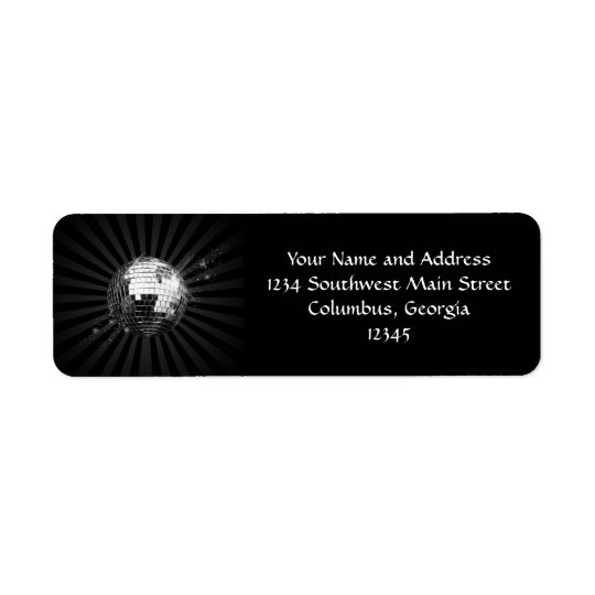 Mirror Disco Ball on Black Return Address Label