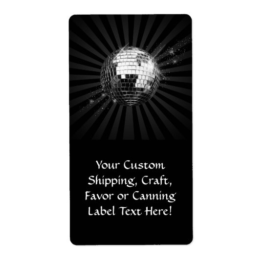 Mirror Disco Ball on Black Shipping Label