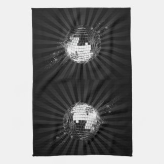 Mirror Disco Ball on Black Tea Towel