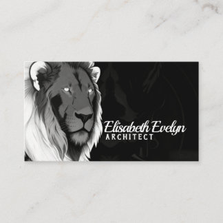 Mirror-Effect Front-Facing Lion Head – Monochrome Business Card