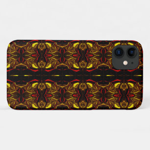 Mirror -Gold and red curved traces with dark parts iPhone 11 Case