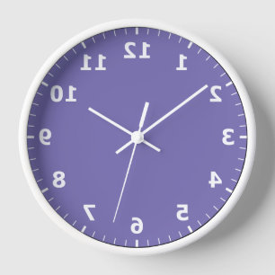 Mirror Image Clock - Purple Mirrored Number Clock