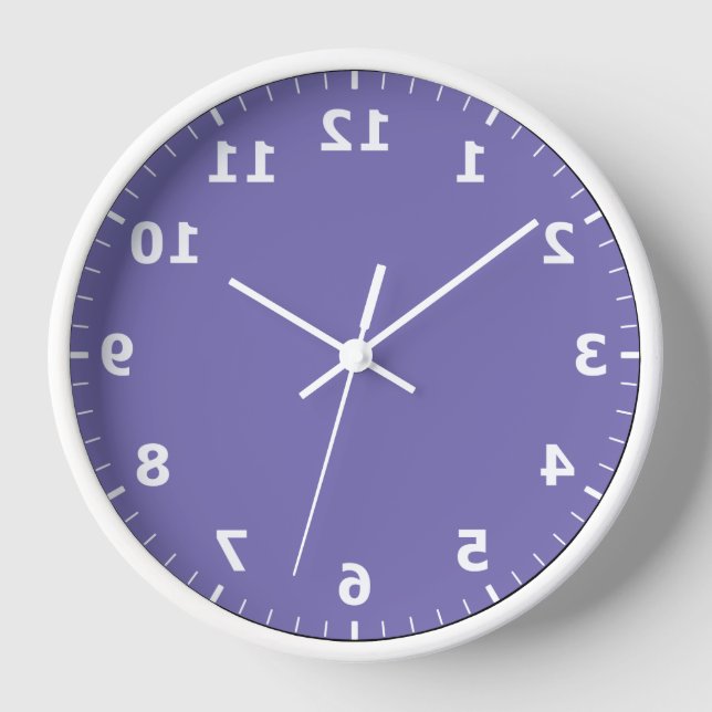 Mirror Image Clock - Purple Mirrored Number Clock (Front)
