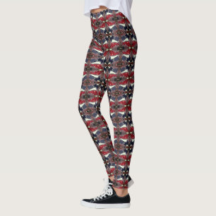 Mirror image generating repeated shape, over white leggings