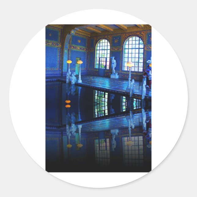 Mirror Image Hearst Castle Indoor Pool Classic Round Sticker (Front)