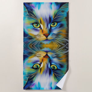 Mirror images of a Colourful Siamese Kitten Beach Towel