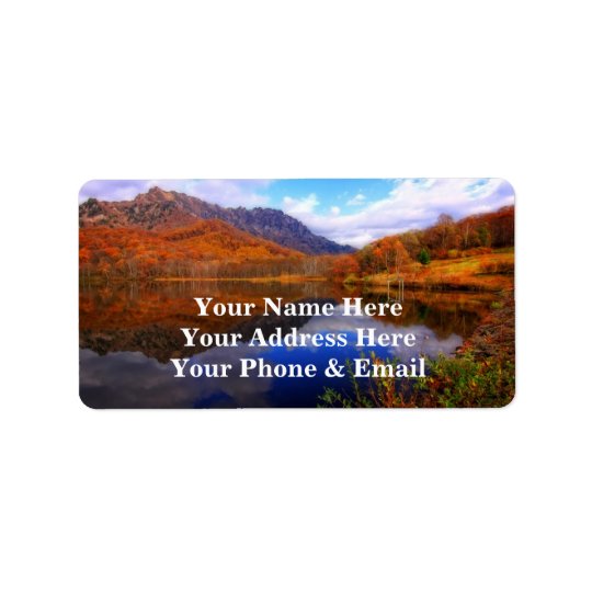 Mirror Lake Autumn Landscape Reflection Water Fall Address Label