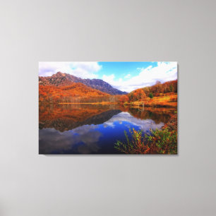 Mirror Lake Autumn Landscape Reflection Water Fall Canvas Print
