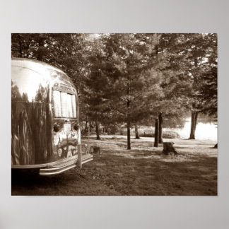 Mirror Lake Retro Camper Tin Can Sepia Print