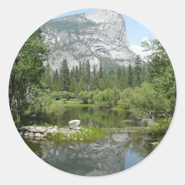 Mirror Lake View in Yosemite National Park Classic Round Sticker (Front)