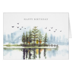 Mirror Lake Woodland Forest Mountain Greeting Card
