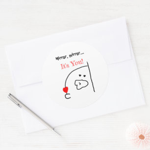 Mirror, Mirror… It’s You! Cute & Romantic Classic Round Sticker