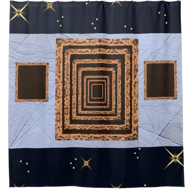 Mirror orange blue showercurtain shower curtain (Front)