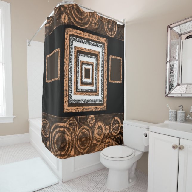 Mirror orange brown showercurtain shower curtain (In Situ)