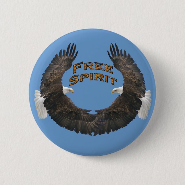 Mirrored Bald Eagles Free Spirit Art Buttons (Front)